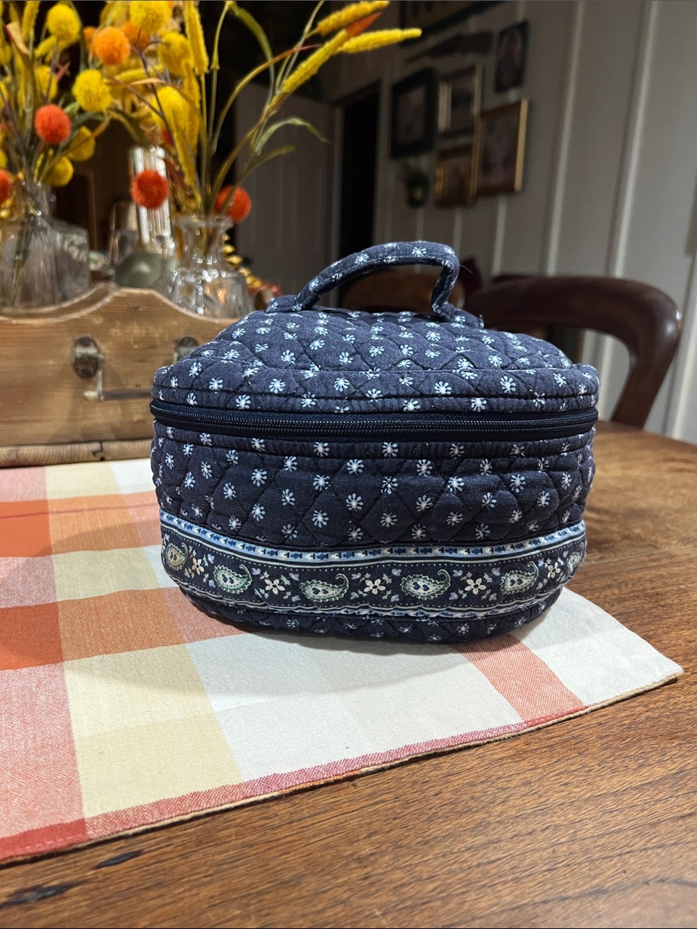 Vera Bradley Home and Away Cosmetic Bag in Retired Seaport Navy Pattern